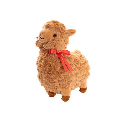 Fuzzy Wuzzy Plush Llama w Bow Brown (24cmHT)