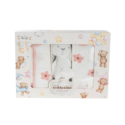 Flower Print 100% Cotton Baby Gift Box Set 8 Soft Pink