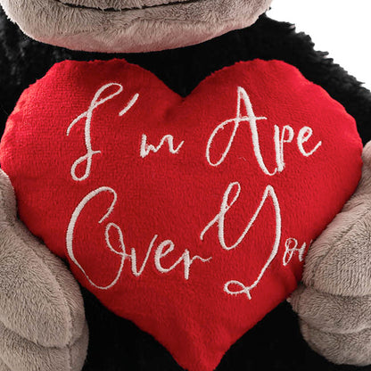 Gorilla George w I'm Ape Over You Heart Plush Black (34cmST)