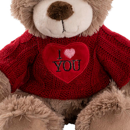 Teddy Bear Walter w Knitted I Love You Top Brown (21cmST)