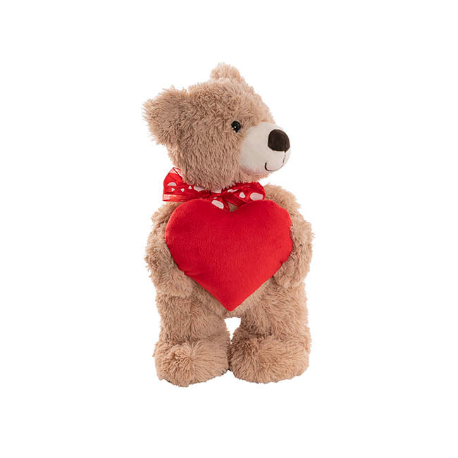 Standing Teddy Bear Eric w Heart Plush Toy Brown (37cmHT)