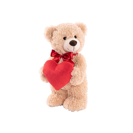 Standing Teddy Bear Eric w Heart Plush Toy Brown (37cmHT)
