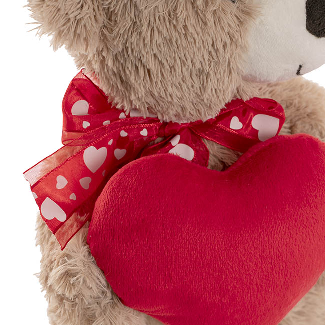 Standing Teddy Bear Eric w Heart Plush Toy Brown (37cmHT)