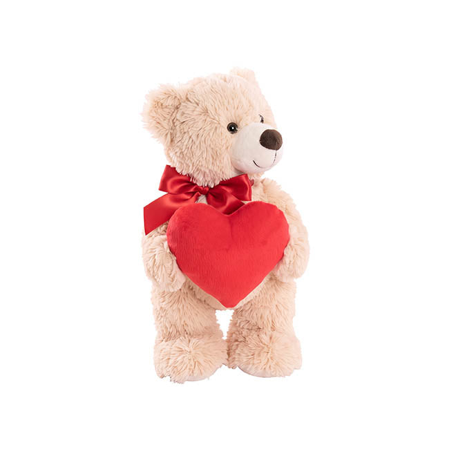 Standing Teddy Bear Eric w Heart Plush Toy Brown (37cmHT)