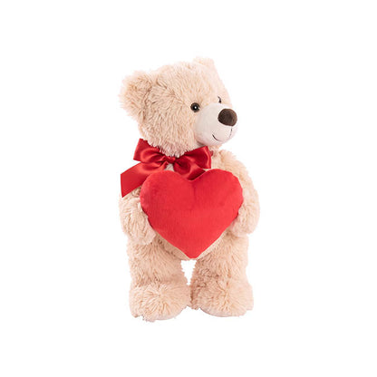 Standing Teddy Bear Eric w Heart Plush Toy Brown (37cmHT)