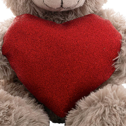Teddy Bear Nala w Red Love Heart Greyish Brown (20cmST)