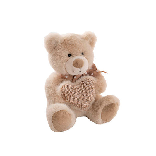 Teddy Bear Darren w Plush Heart Brown (24cmST)