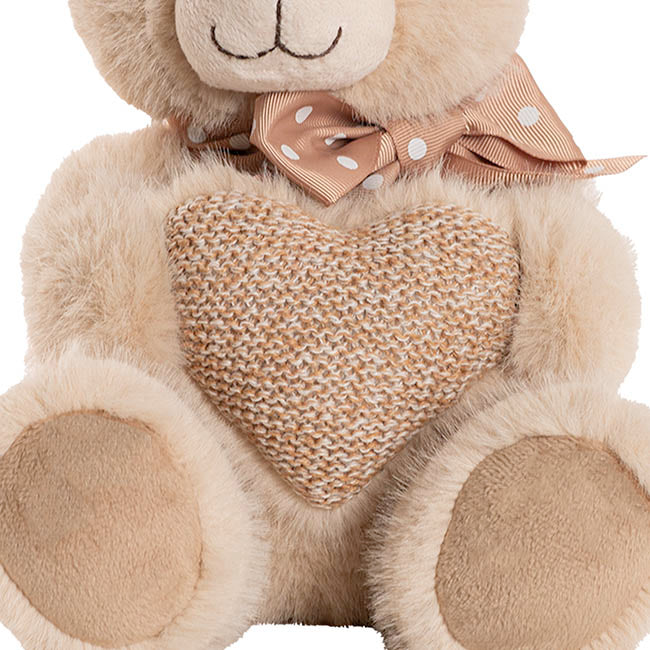 Teddy Bear Darren w Plush Heart Brown (24cmST)