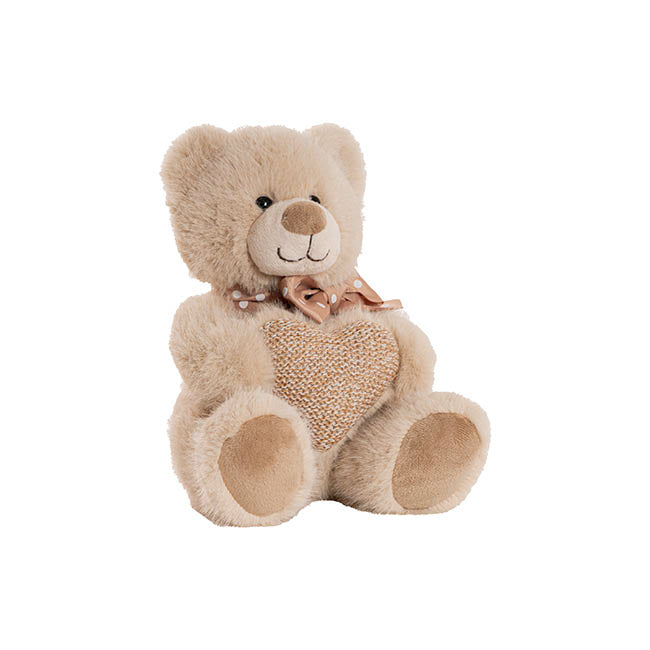 Teddy Bear Darren w Plush Heart Brown (24cmST)