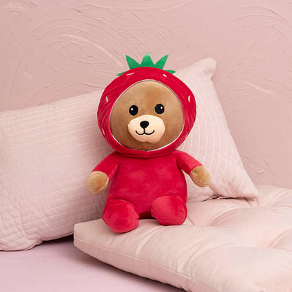 Strawberry Teddybear Plush Soft Toy Hot Pink (25cmST)