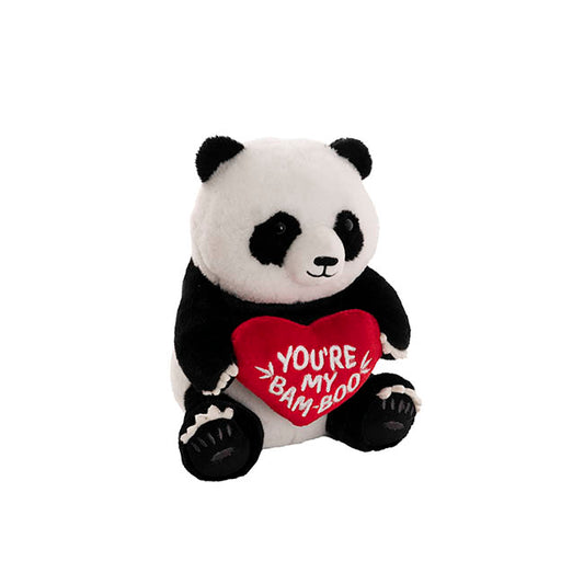 Panda Mei Mei w Red Heart Plush Soft Toy Black (20cmST)
