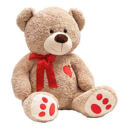 Giant Teddy Bear Noah w Bow & Heart Red (95cmHT/70cmST)