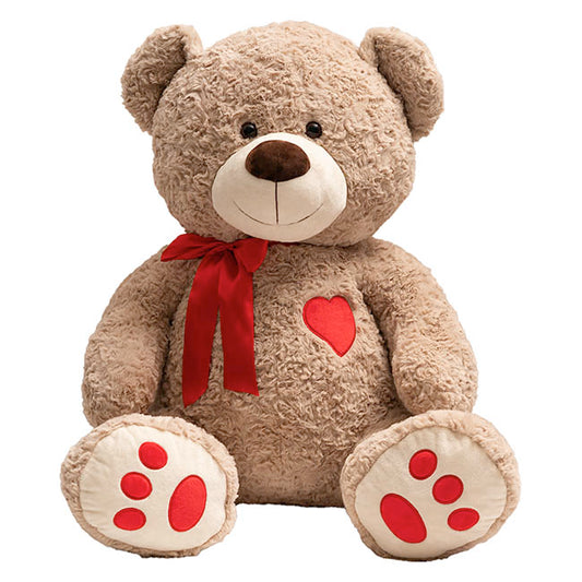 Giant Teddy Bear Noah w Bow & Heart Red (95cmHT/70cmST)