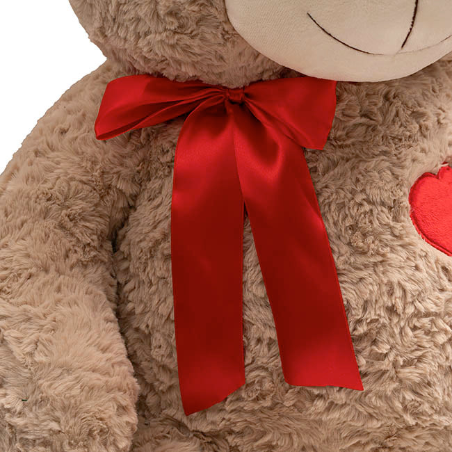 Giant Teddy Bear Noah w Bow & Heart Red (95cmHT/70cmST)