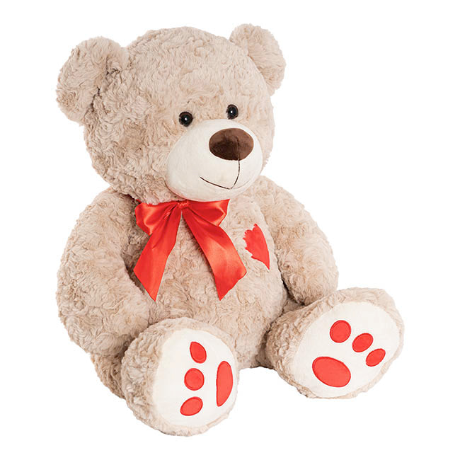 Giant Teddy Bear Noah w Bow & Heart Red (75cmHT/55cmST)