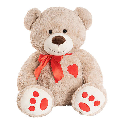 Giant Teddy Bear Noah w Bow & Heart Red (75cmHT/55cmST)