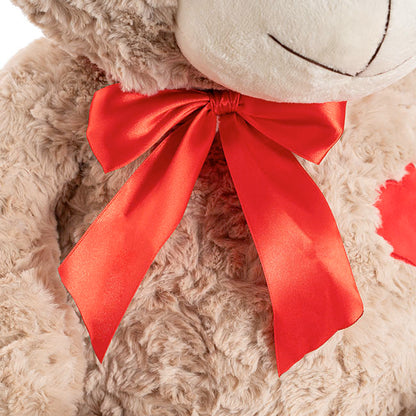 Giant Teddy Bear Noah w Bow & Heart Red (75cmHT/55cmST)