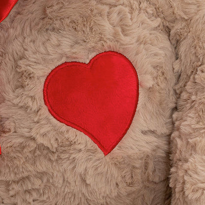 Giant Teddy Bear Noah w Bow & Heart Red (75cmHT/55cmST)