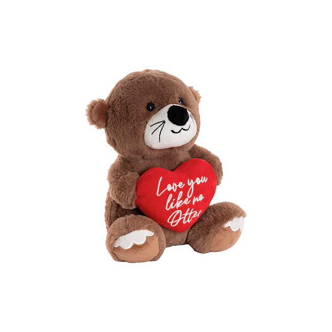 Otter Lila w Red Heart Plush Soft Toy Brown (25cm.ST)