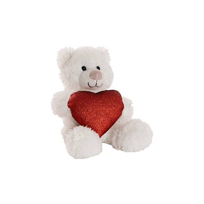Teddy Bear Nala w Red Love Heart White (20cm.ST)