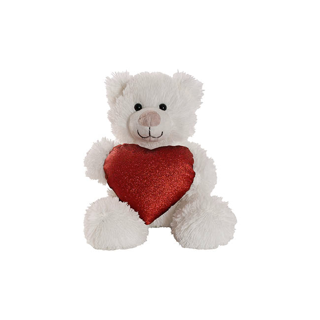 Teddy Bear Nala w Red Love Heart White (20cm.ST)