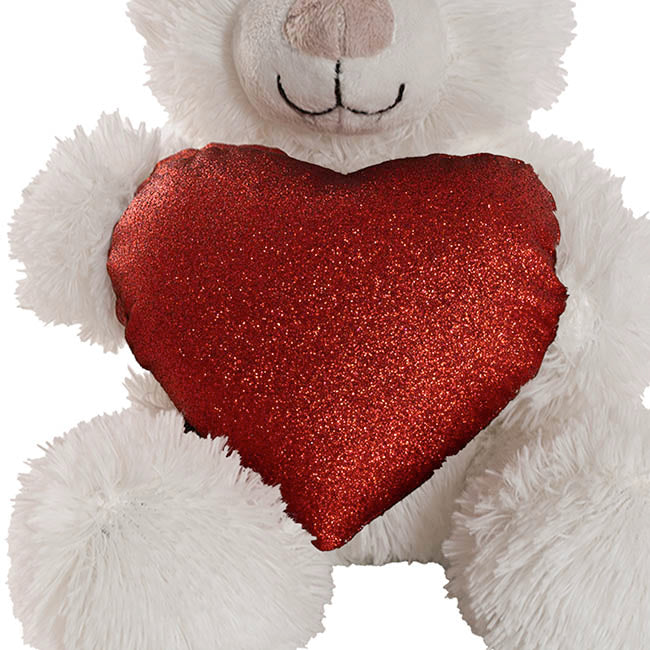 Teddy Bear Nala w Red Love Heart White (20cm.ST)