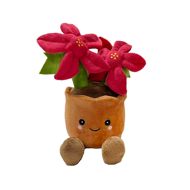 Plush Potted Poinsettia Soft Toy Red (25cm.ST)