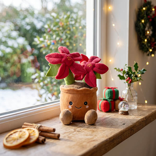 Plush Potted Poinsettia Soft Toy Red (25cm.ST)