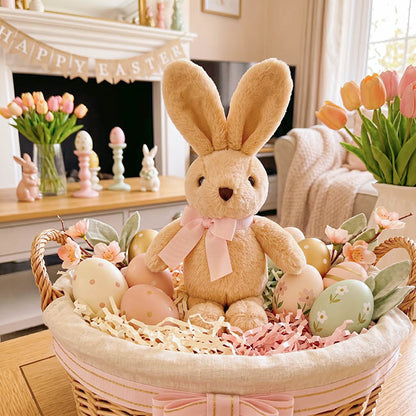 Bunny Lola w Bow Plush Soft Toy Brown (15cm.ST)