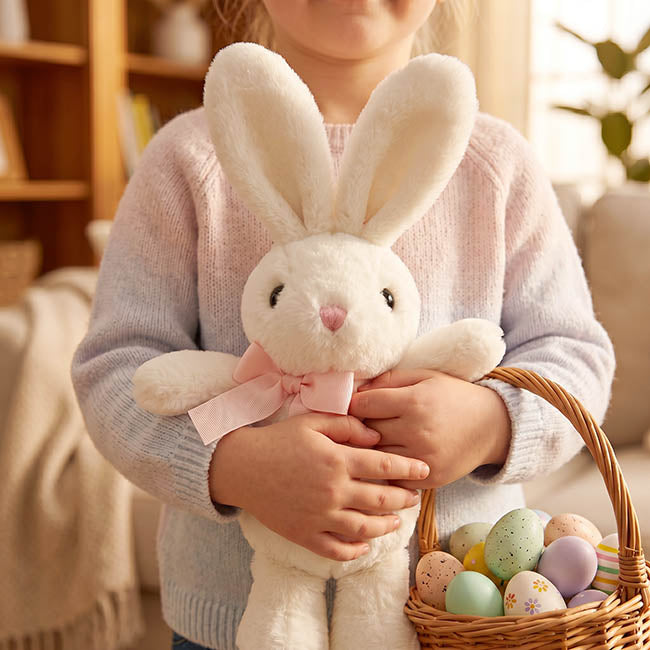 Bunny Lola w Bow Plush Soft Toy White (15cm.ST)
