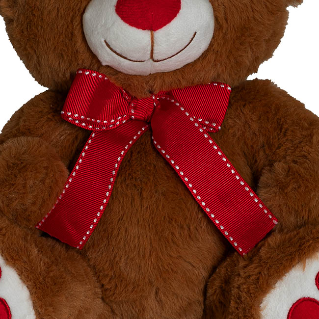 Sweetheart Teddy Bear Molly w Red Nose & Bow Brown (25cmST)