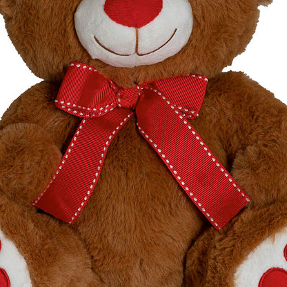 Sweetheart Teddy Bear Molly w Red Nose & Bow Brown (25cmST)