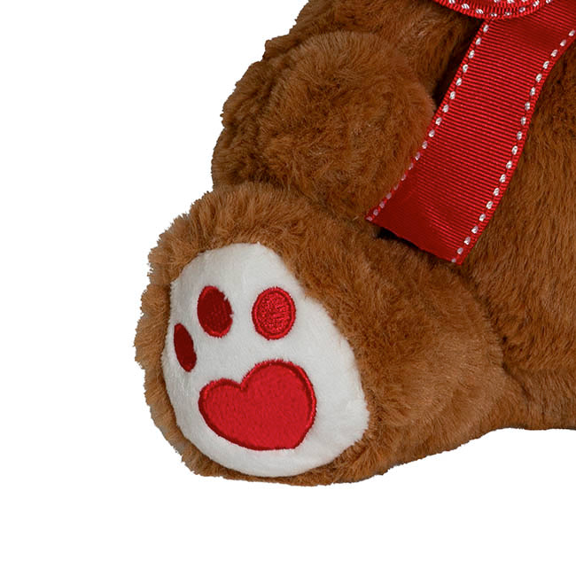 Sweetheart Teddy Bear Molly w Red Nose & Bow Brown (25cmST)