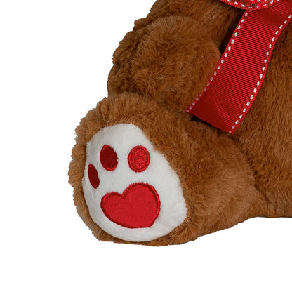 Sweetheart Teddy Bear Molly w Red Nose & Bow Brown (25cmST)