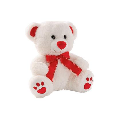 Sweetheart Teddy Bear Molly w Red Nose & Bow Cream (25cmST)
