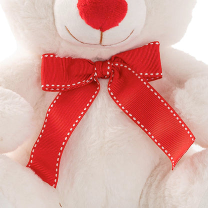 Sweetheart Teddy Bear Molly w Red Nose & Bow Cream (25cmST)