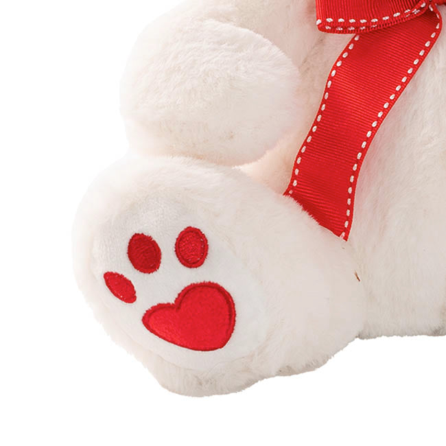 Sweetheart Teddy Bear Molly w Red Nose & Bow Cream (25cmST)