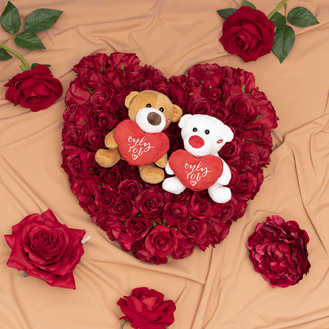 Mini Teddy Bear Bob w Only You Heart Plush Toy Brown(14cmST)