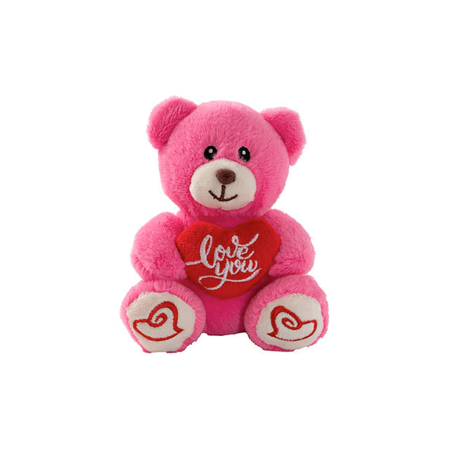 Mini Teddy Bear Alfie w Love You Heart Plush D.Pink (14cmST)