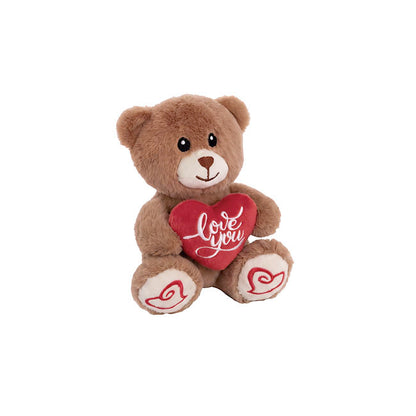 Mini Teddy Bear Alfie w Love You Heart Mocha Brown (14cmST)