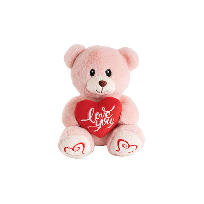 Mini Teddy Bear Alfie w Love You Heart Soft Pink (14cmST)