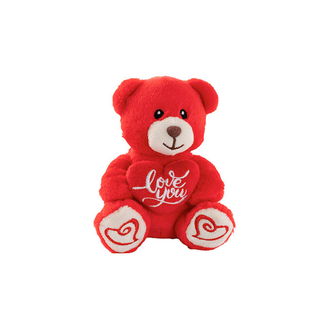 Mini Teddy Bear Alfie w Love You Heart Plush Red (14cmST)