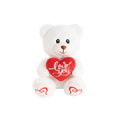 Mini Teddy Bear Alfie w Love You Heart Plush White (14cmST)