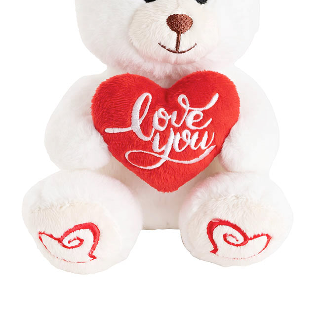 Mini Teddy Bear Alfie w Love You Heart Plush White (14cmST)
