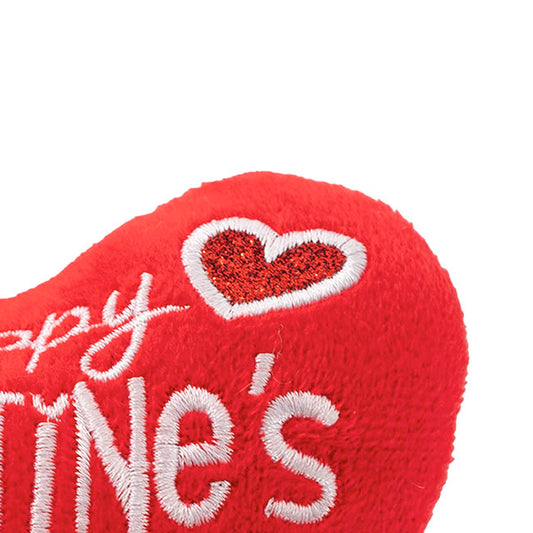 Mini Velvet Happy Valentine's Day Heart Red (12cmWx10.5cmH)