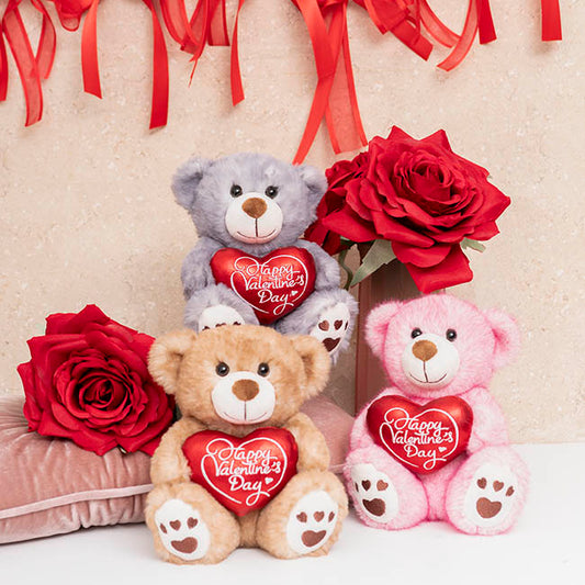 Teddy Bear Josh w Happy Valentine's Day Heart Grey (20cmST)