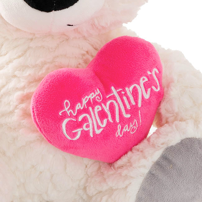 Teddy Bear Jamie w Happy Galentine's Day Heart White(32cmST)