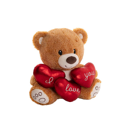 Teddy Bear Theo w I Love You Hearts Brown (25cm.ST)