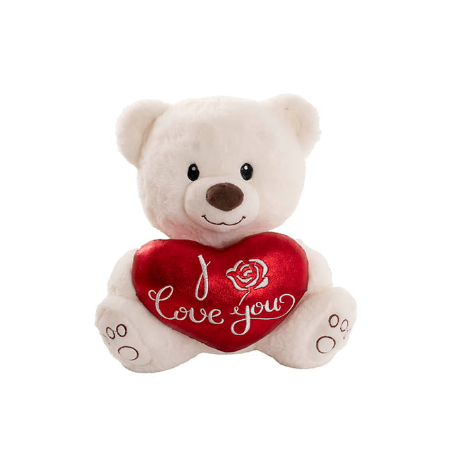 Teddy Bear Theo w I Love You Heart White (25cm.ST)