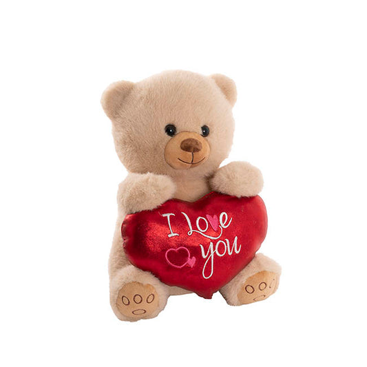 Teddy Bear Gus w I Love You Plush Heart Beige (30cm.ST)